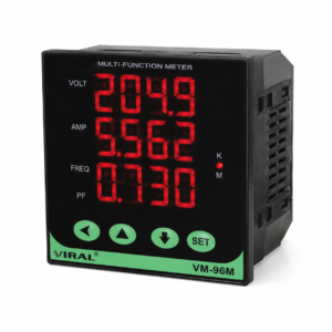 Single Phase Volt Ampere Watt ( VAW ) Controller - Over / Under Current Load Tripping Settable - 96 X 96 X 55 mm (0.56" Display) / Cat VAW - 9602