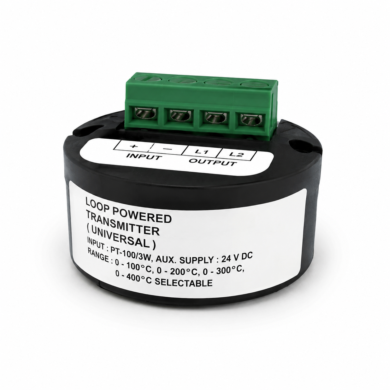Loop Powered Transmitter ( Fixed ) - 0 To 200°C, 0 To 250°C, 0 To 300°C, 0 To 350°C, 0 To 400°C ( Factory Set ) - 45 mm Diameter + 18 mm Width / Cat VLPT - 451