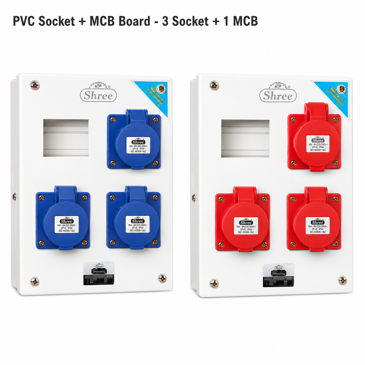 PVC 3 Socket + 1 MCB Board