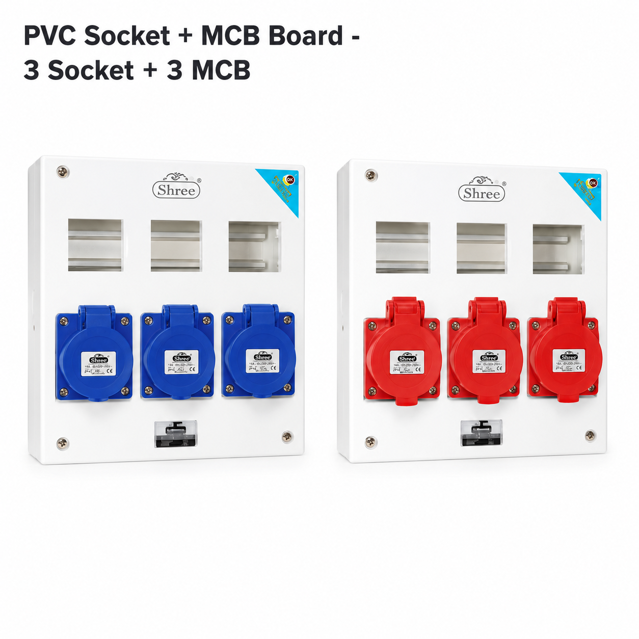 PVC 3 Socket + 3 MCB Board