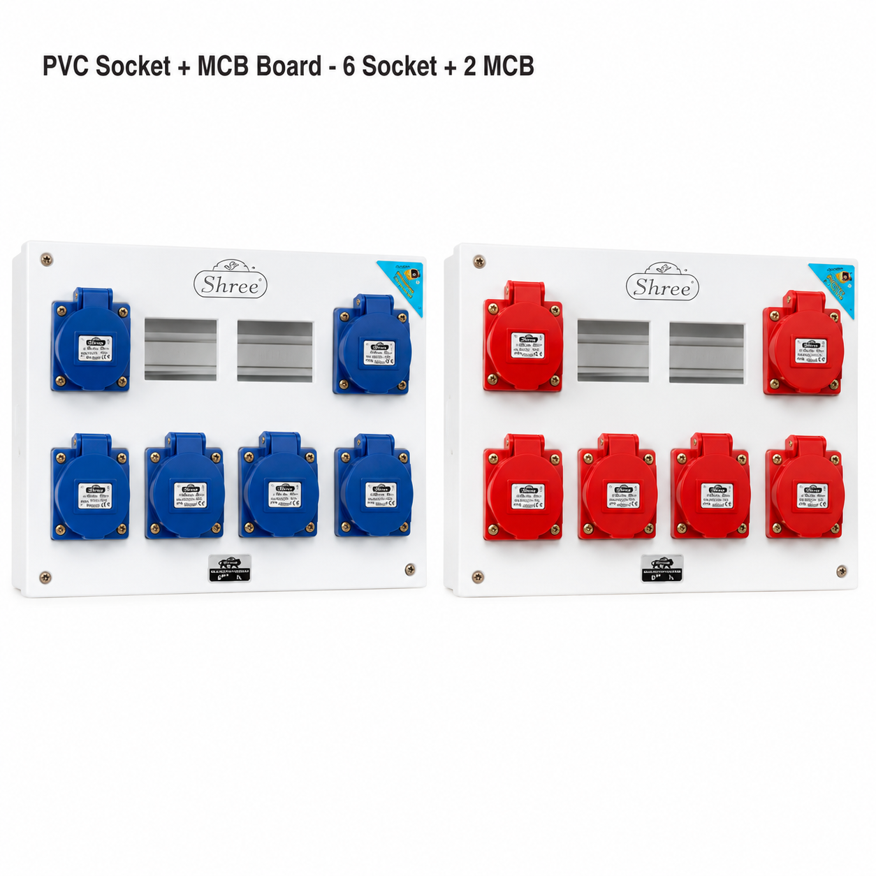 PVC 6 Socket + 2 MCB Board