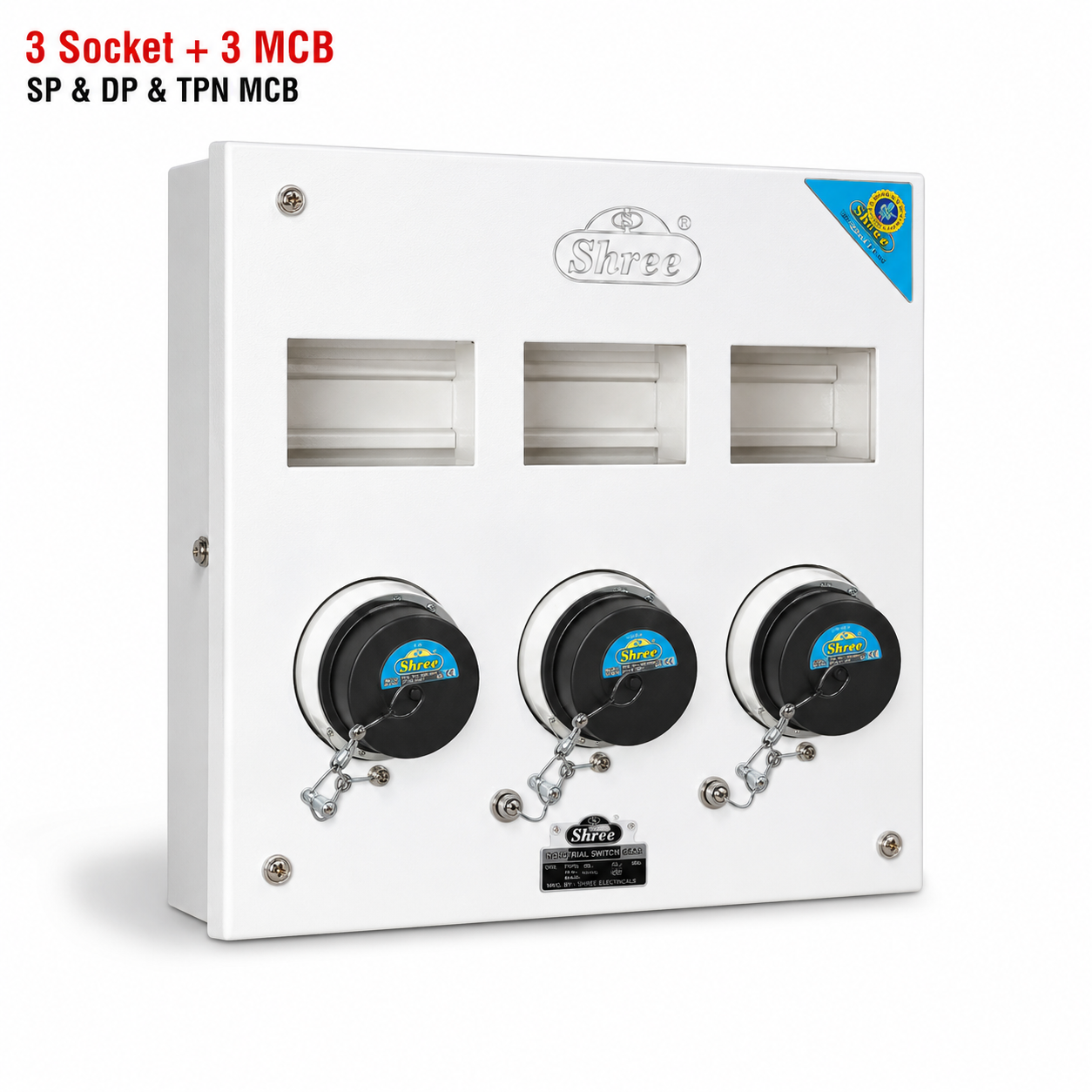 3 Socket + 3 MCB Board - SP, DP & TPN MCB