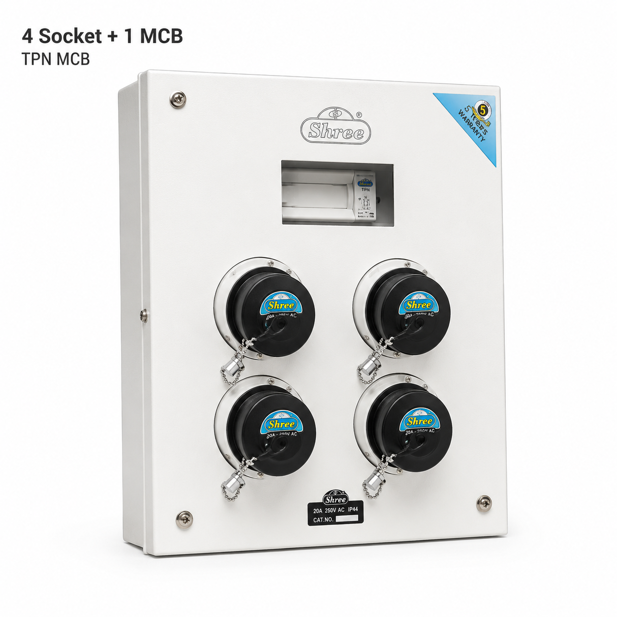 4 Socket + 1 MCB Board - TPN MCB